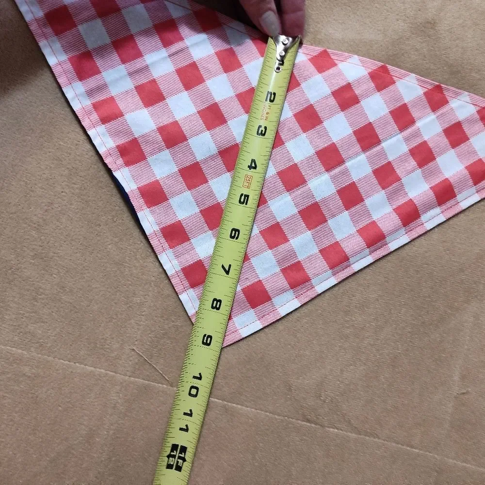 Handmade Reversible Dog Pet Tie On Bandana Red & White Gingham Plaid Blue
